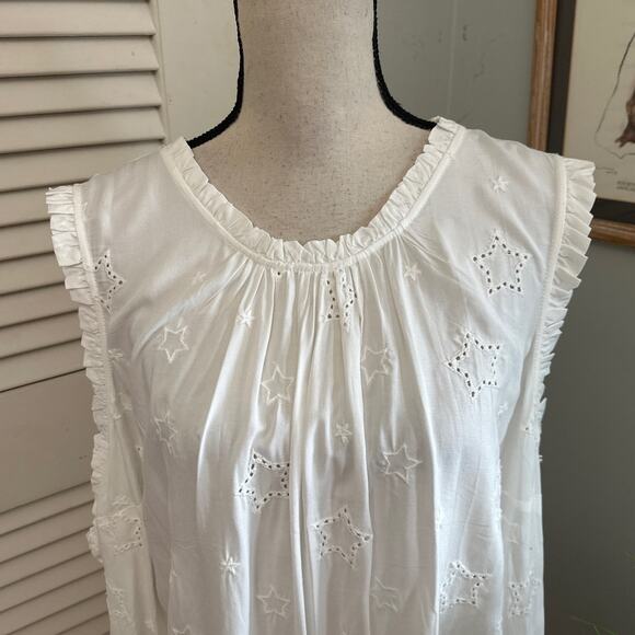 TORRID 5 Womens Blouse Challis White Embrodered Stars Ruffle Trim Boho Summer 5X - Picture 4 of 11